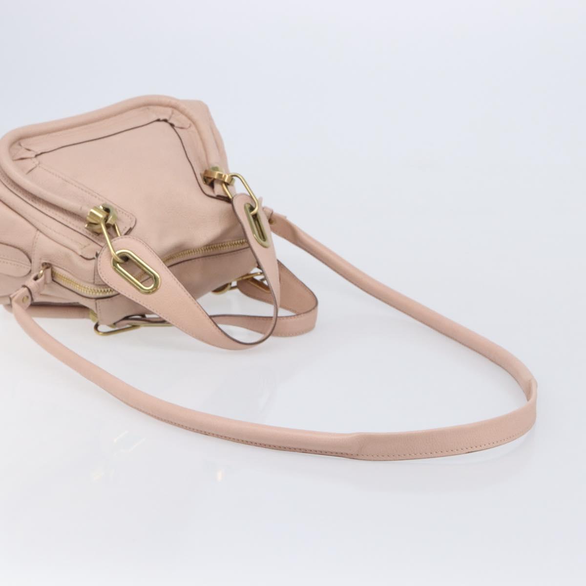 Chloe Paraty Hand Bag Leather 2way Pink Gold Auth 207095V