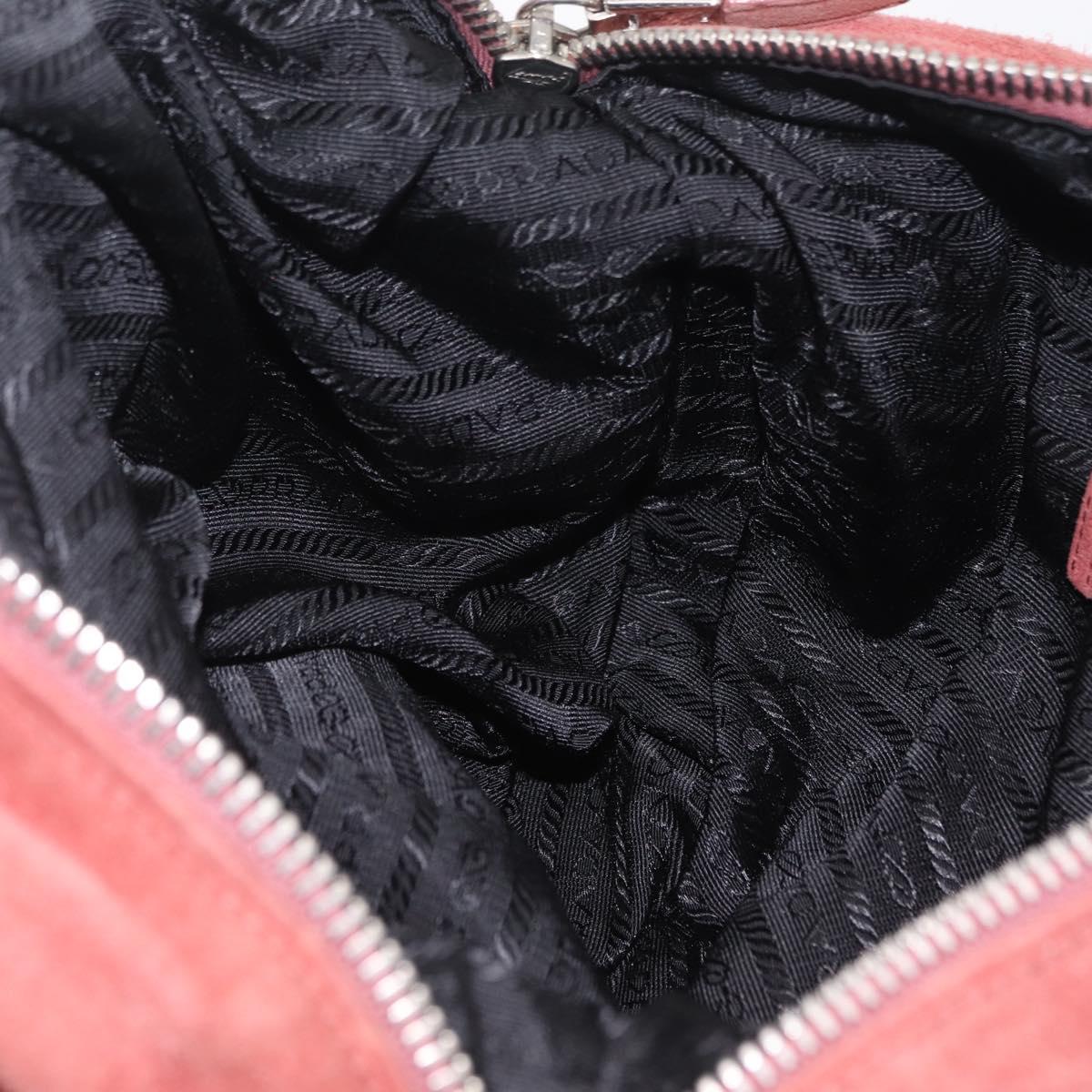 PRADA Tote Bag Suede Silver Pink Auth 207111A