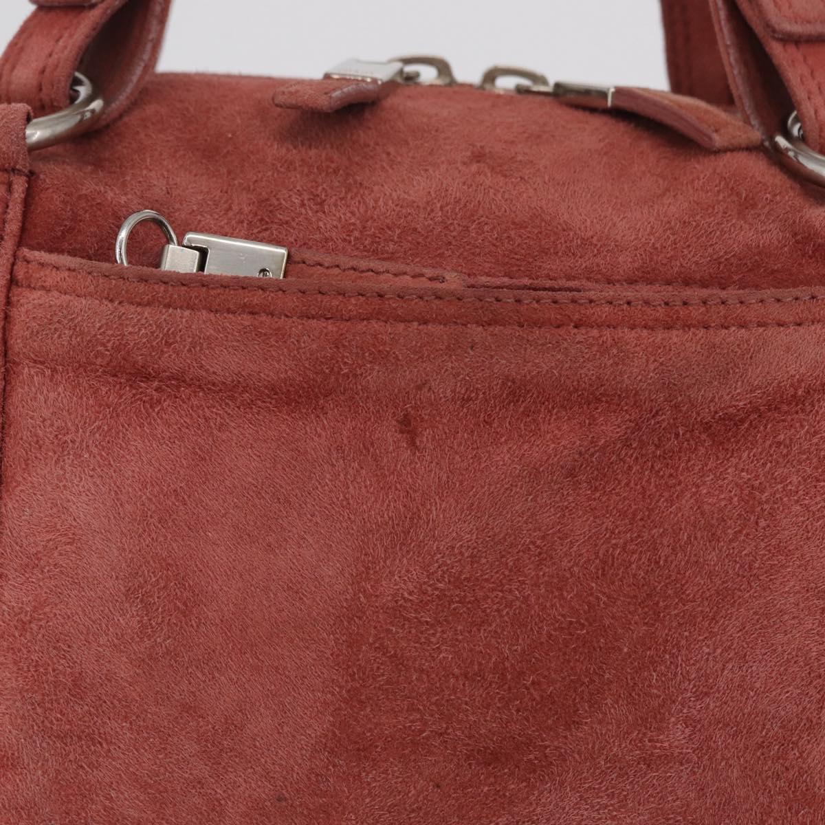 PRADA Tote Bag Suede Silver Pink Auth 207111A