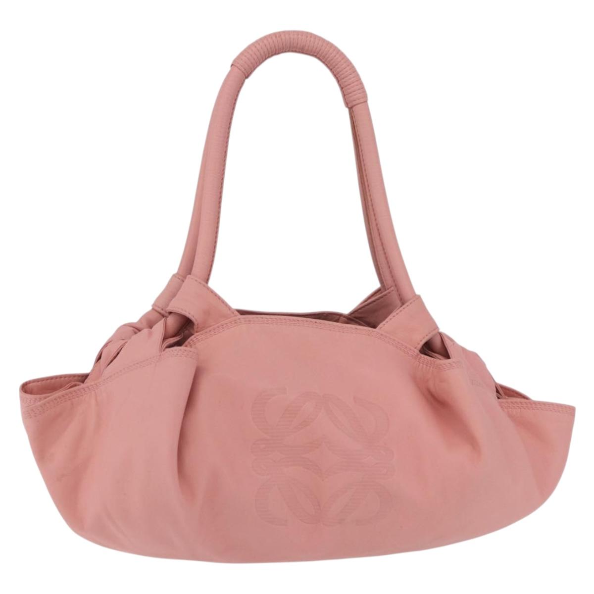 LOEWE Hand Bag Leather Pink Silver Auth 207112A