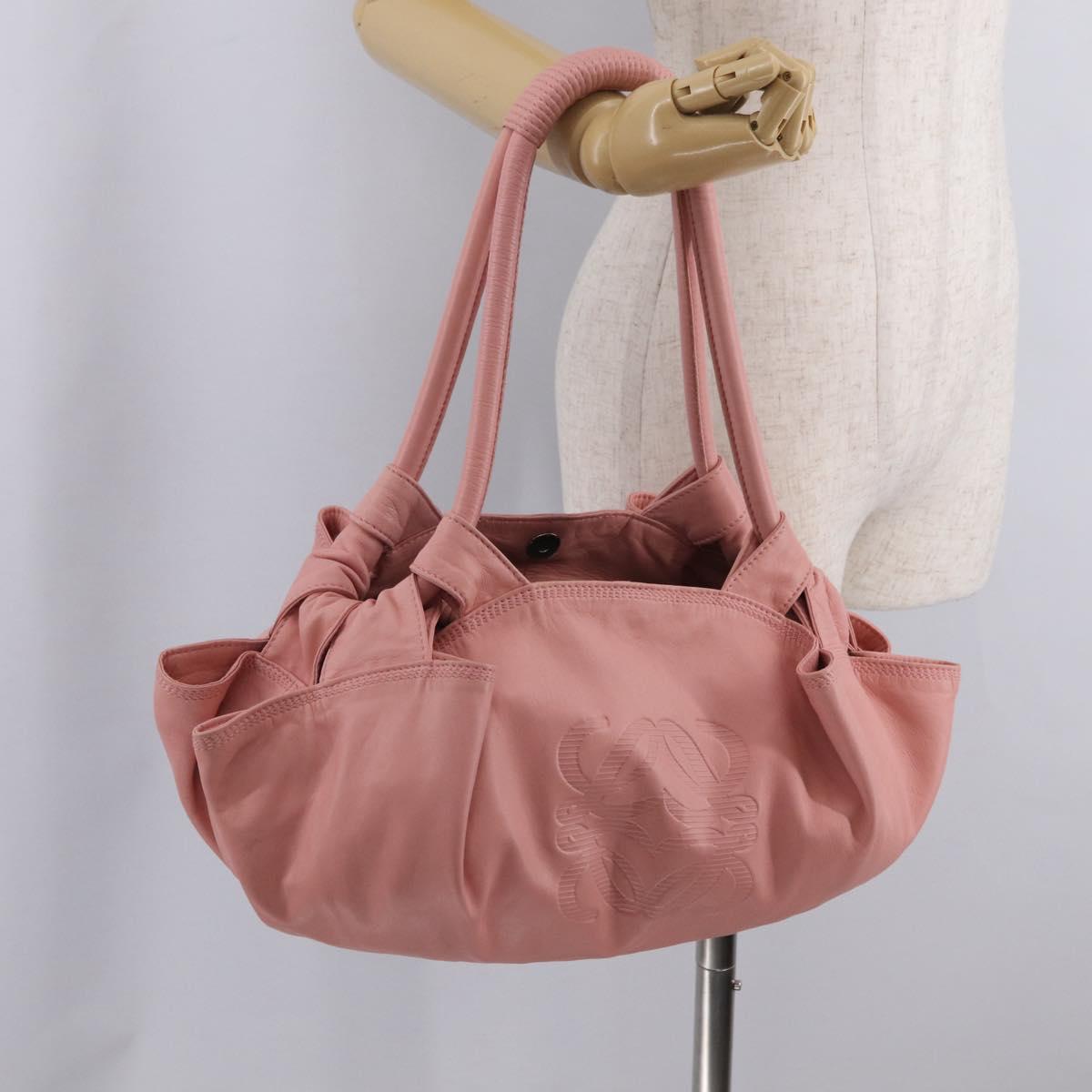 LOEWE Hand Bag Leather Pink Silver Auth 207112A