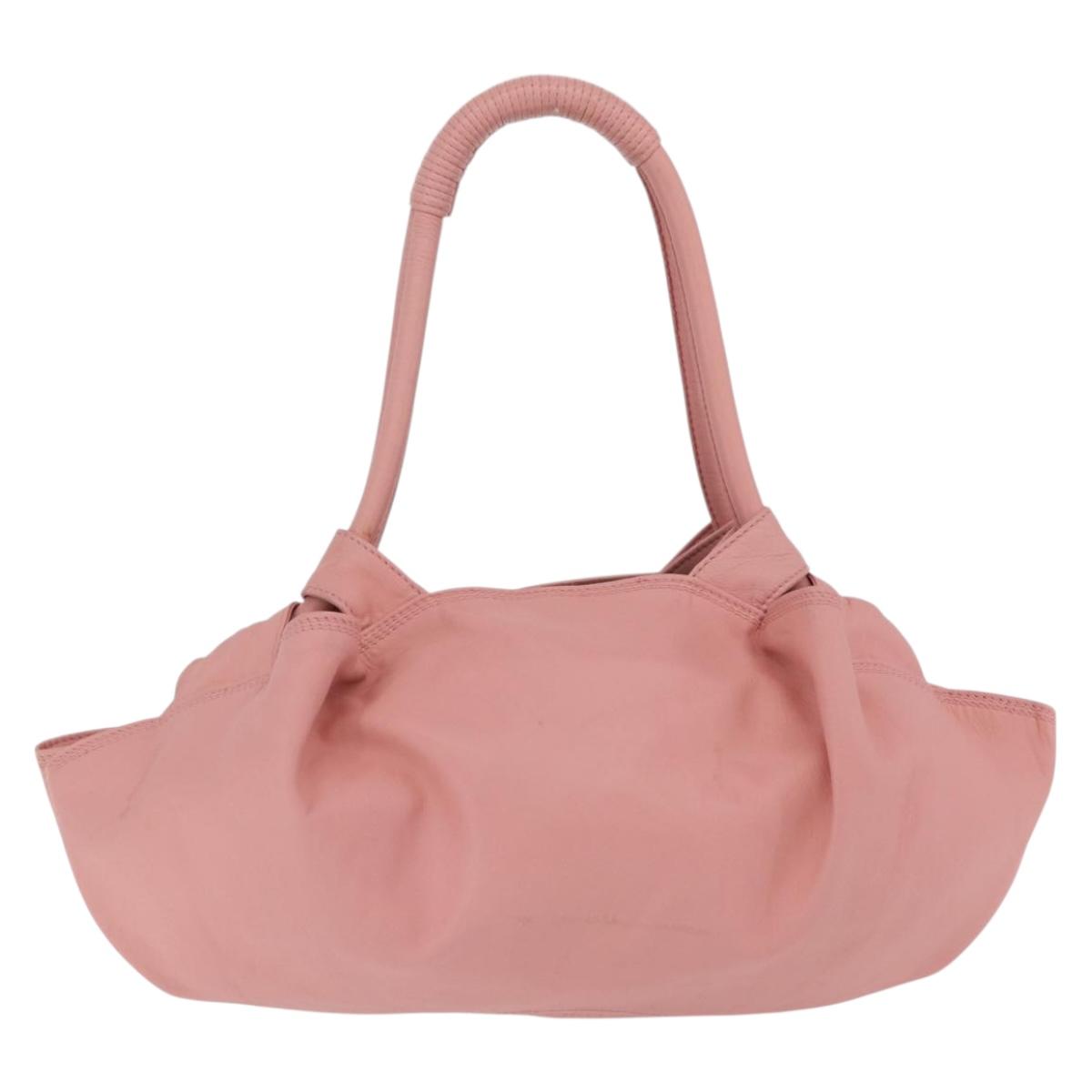 LOEWE Hand Bag Leather Pink Silver Auth 207112A