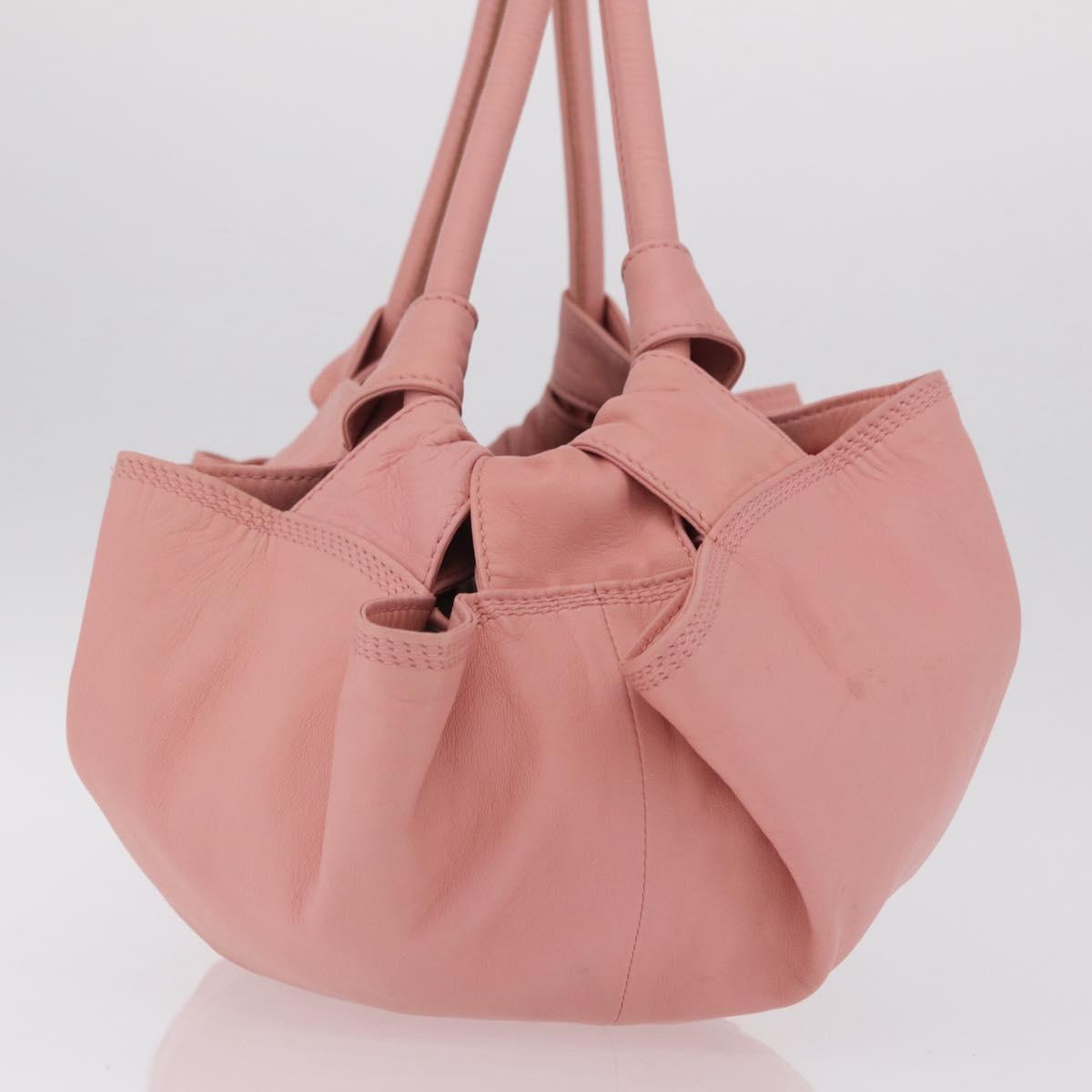 LOEWE Hand Bag Leather Pink Silver Auth 207112A