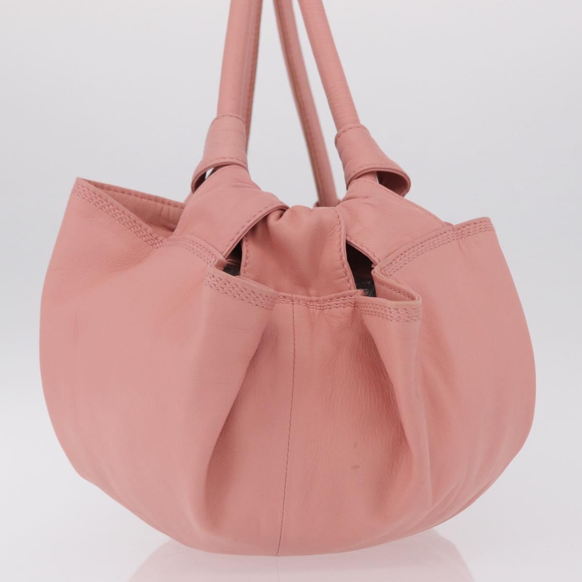 LOEWE Hand Bag Leather Pink Silver Auth 207112A