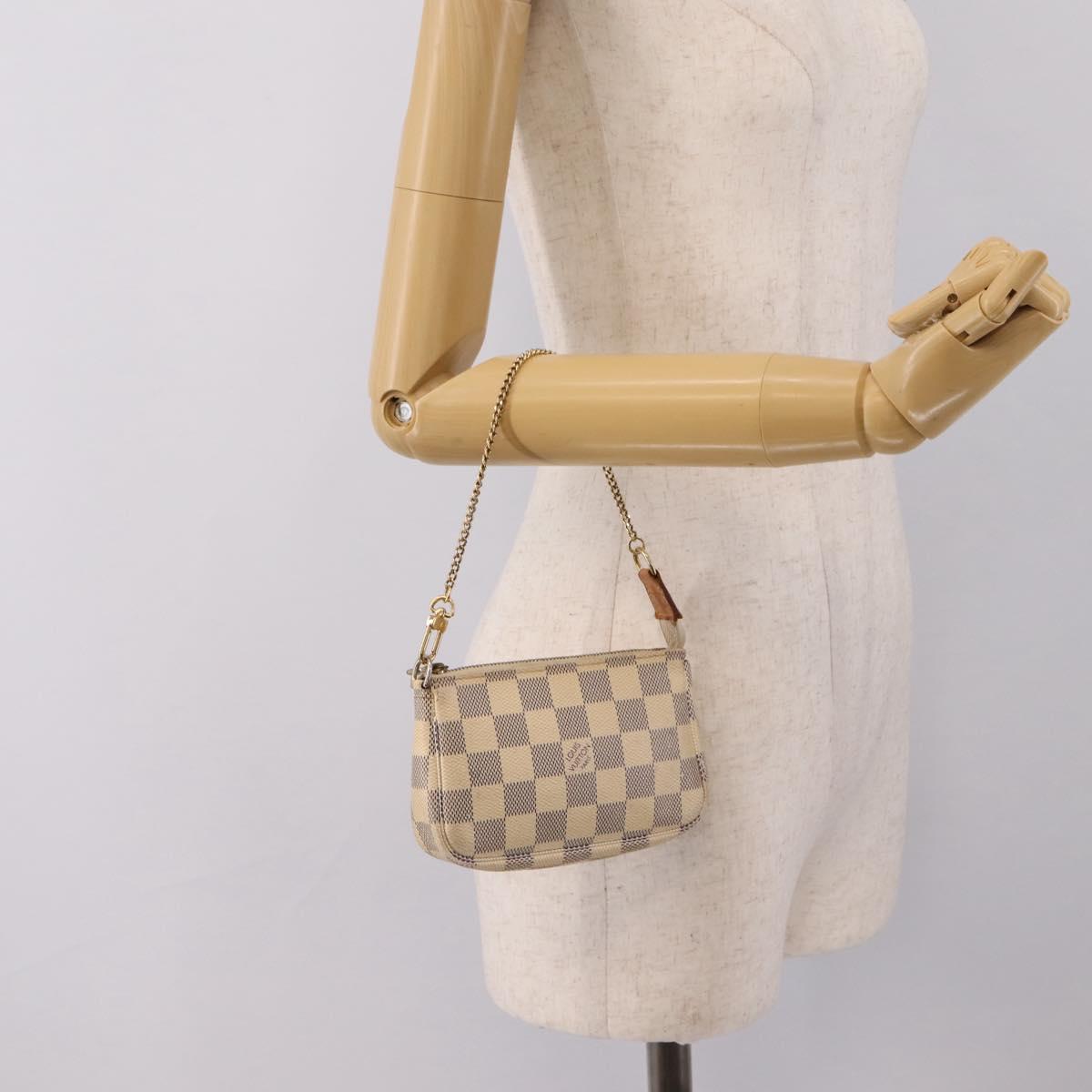 LOUIS VUITTON Damier Azur Mini Pochette Accessoires Pouch N63005 LV Auth 207118