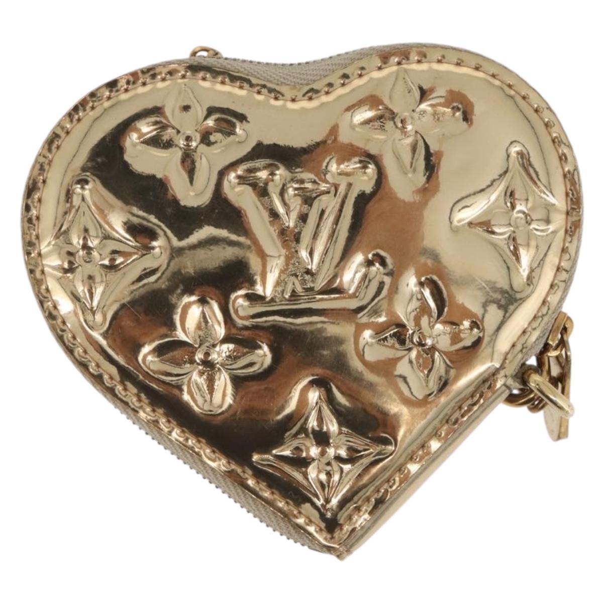 LOUIS VUITTON Monogram Miroir Porte Monnaie Coeur Gold Dore M93567 Auth 207133A