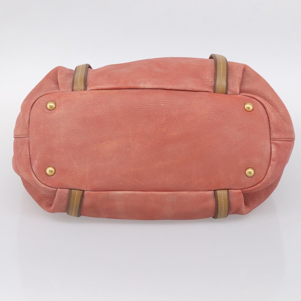 PRADA Hand Bag Vittero Dino Leather 2way Pink Gold Auth 207141A