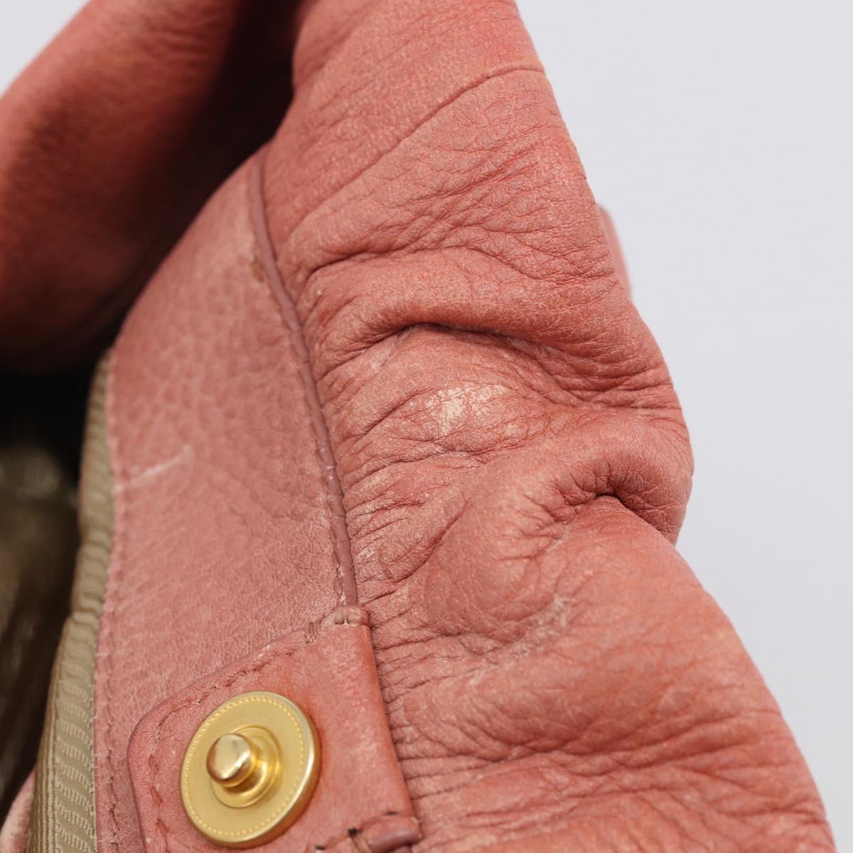 PRADA Hand Bag Vittero Dino Leather 2way Pink Gold Auth 207141A