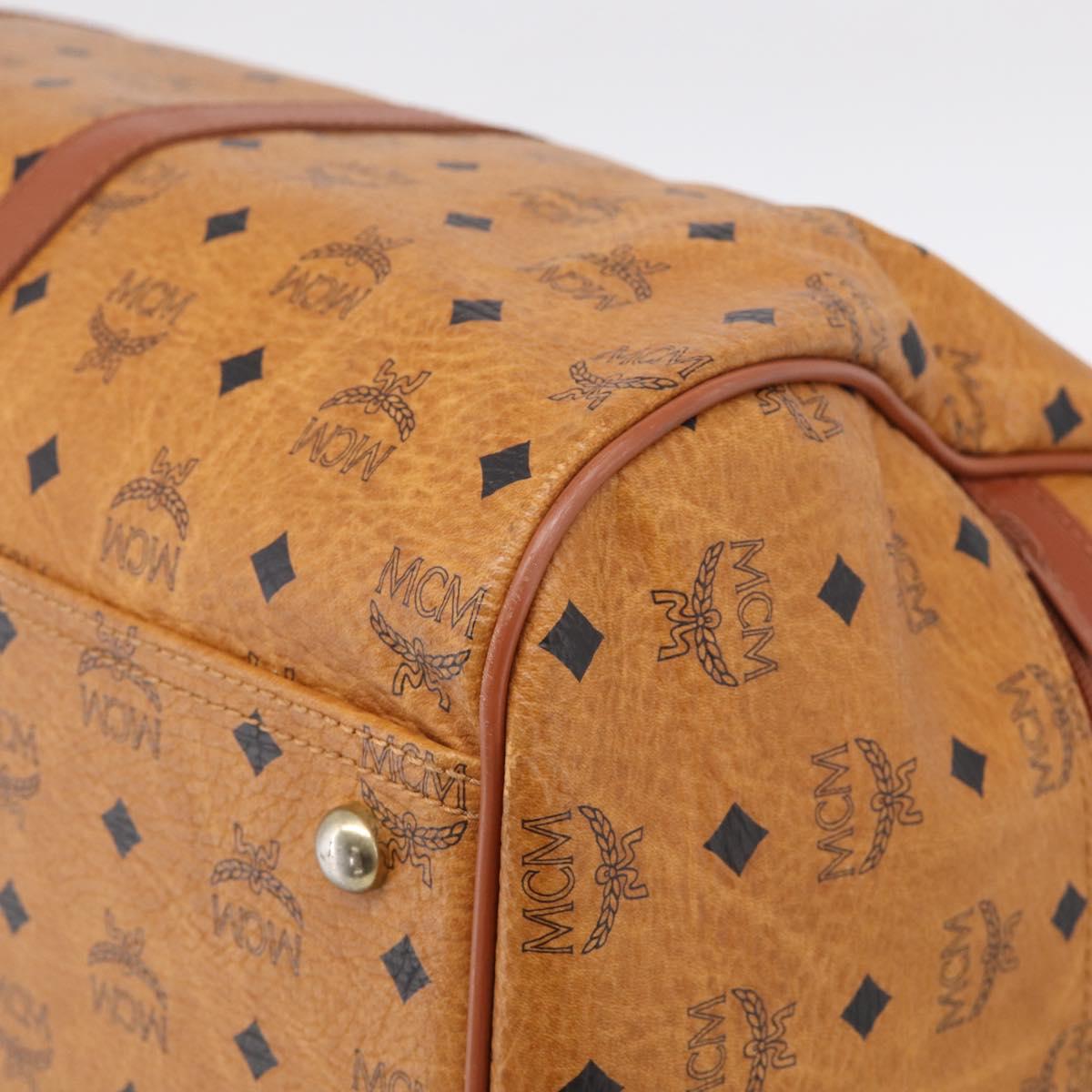 MCM Logogram Vicetos Boston Bag PVC Leather 2way Brown Gold Auth 207144A