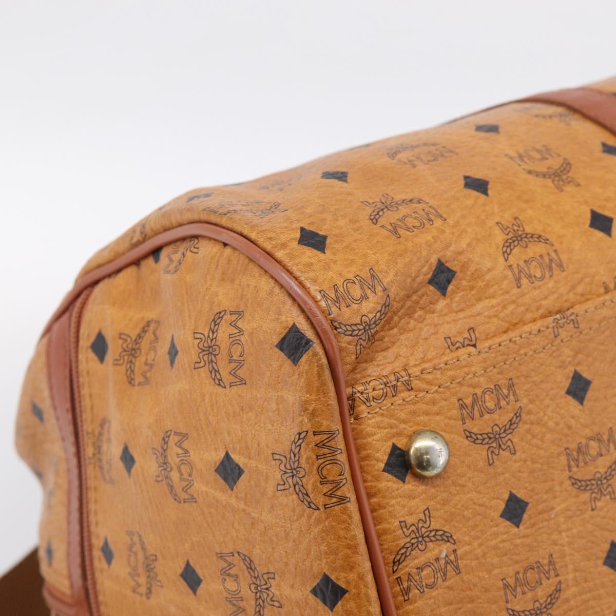 MCM Logogram Vicetos Boston Bag PVC Leather 2way Brown Gold Auth 207144A