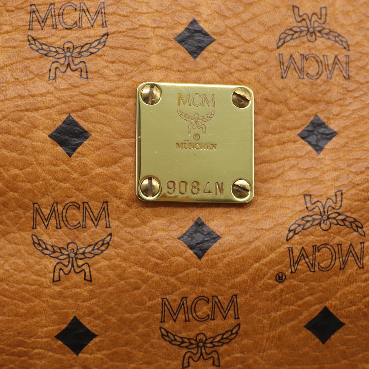 MCM Logogram Vicetos Boston Bag PVC Leather 2way Brown Gold Auth 207144A