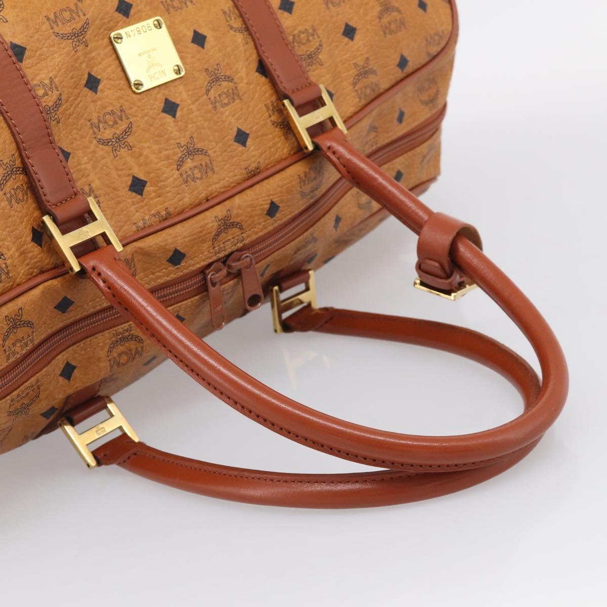 MCM Logogram Vicetos Boston Bag PVC Leather 2way Brown Gold Auth 207144A