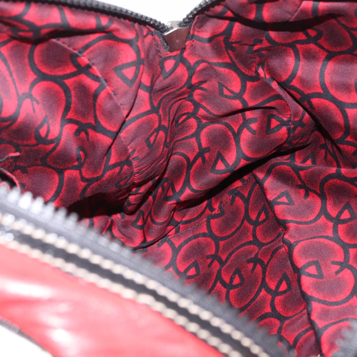 GUCCI Hand Bag Leather Red Silver Auth 207145