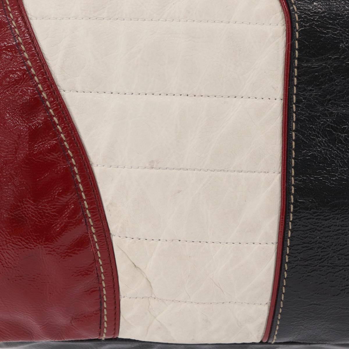 GUCCI Hand Bag Leather Red Silver Auth 207145