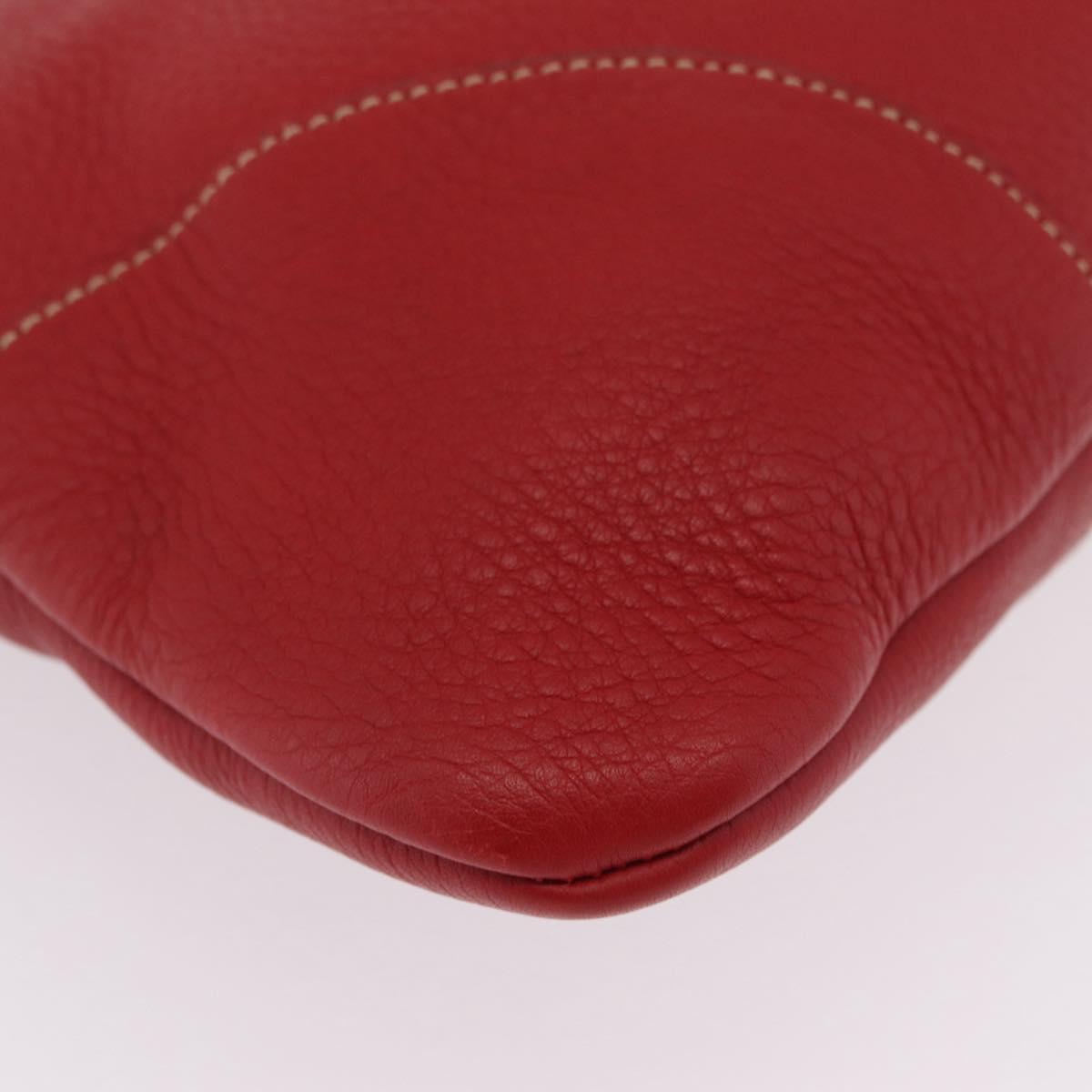PRADA Chain Shoulder Bag Vittero Dino Leather Red Gold Auth 207148A
