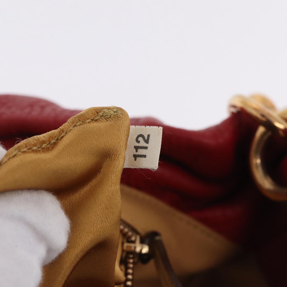 PRADA Chain Shoulder Bag Vittero Dino Leather Red Gold Auth 207148A