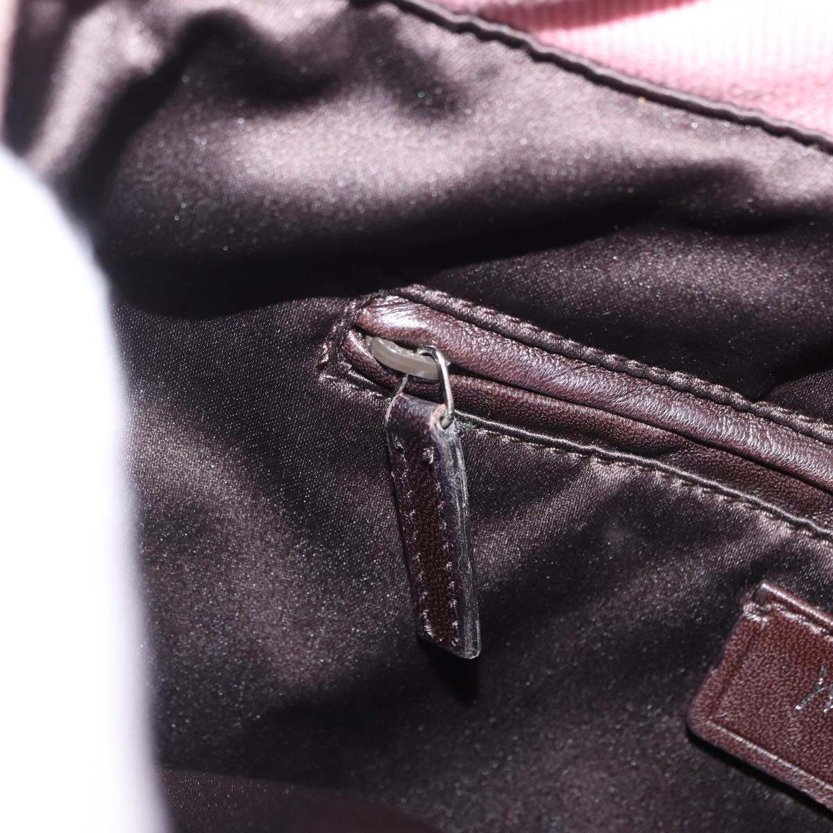 Saint Laurent Kahala Tote Bag Canvas Pink Silver Auth 207152A
