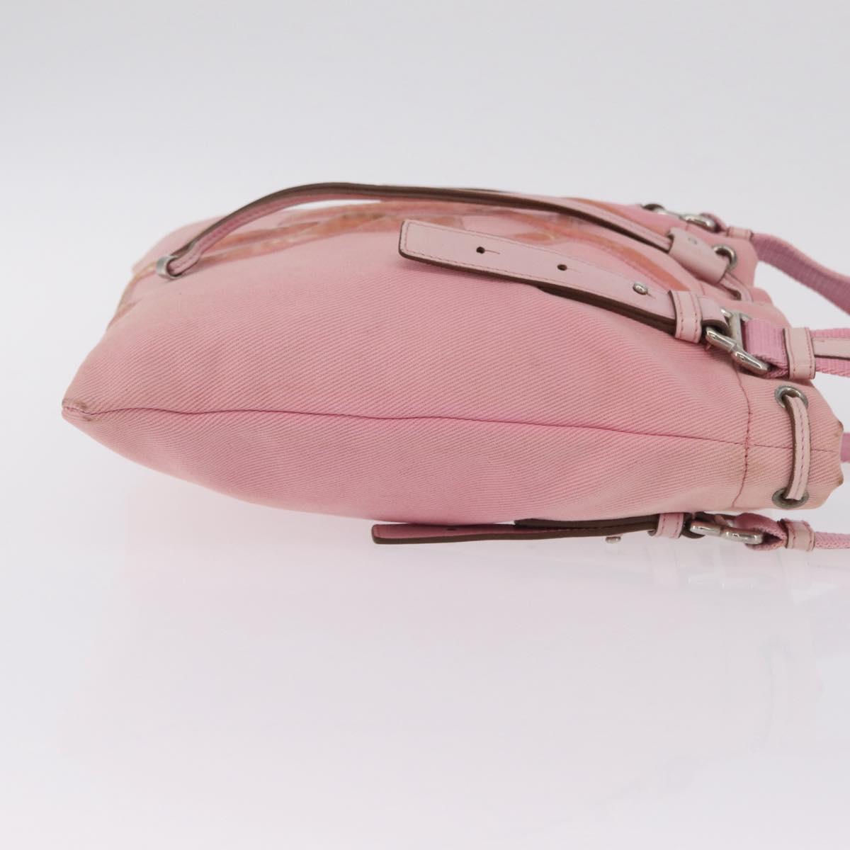 Saint Laurent Kahala Tote Bag Canvas Pink Silver Auth 207152A