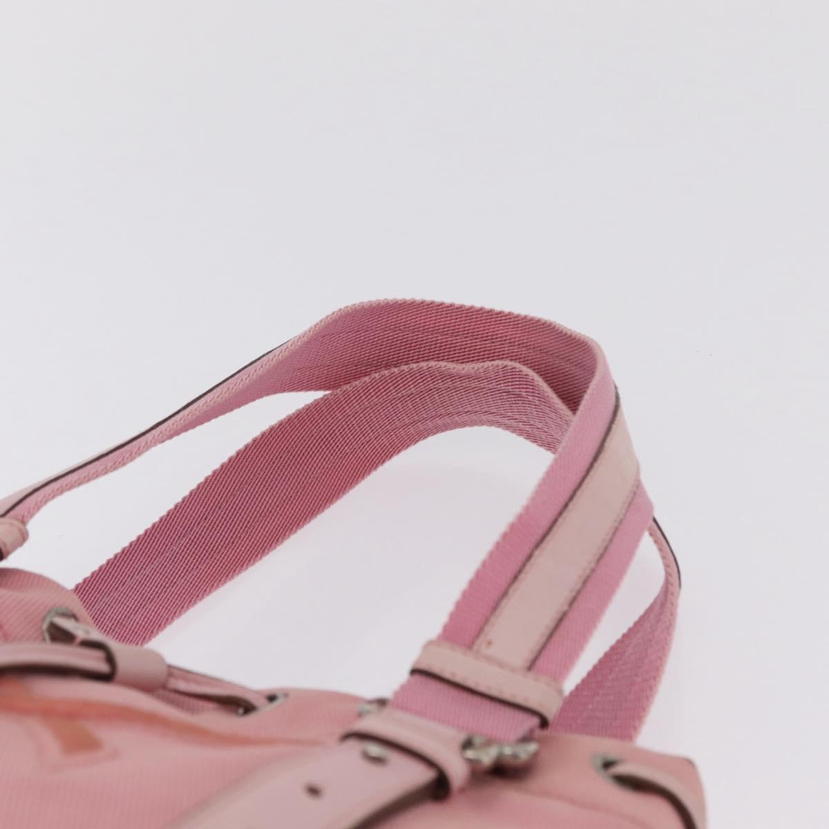 Saint Laurent Kahala Tote Bag Canvas Pink Silver Auth 207152A