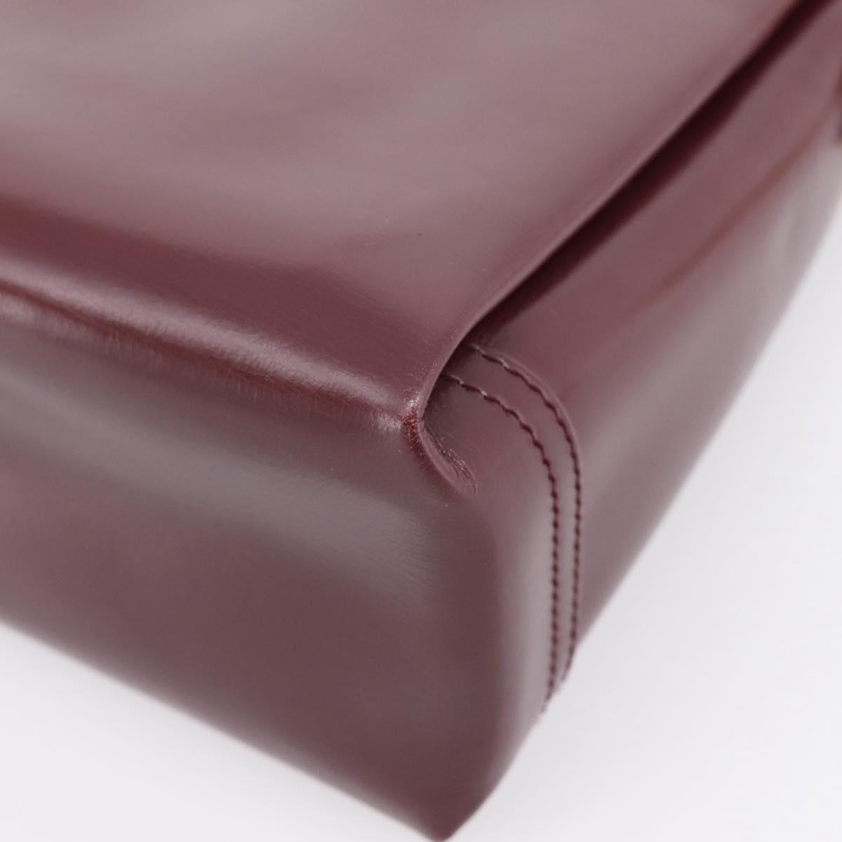 GUCCI Hand Bag Leather Bordeaux Gold Auth 207153V