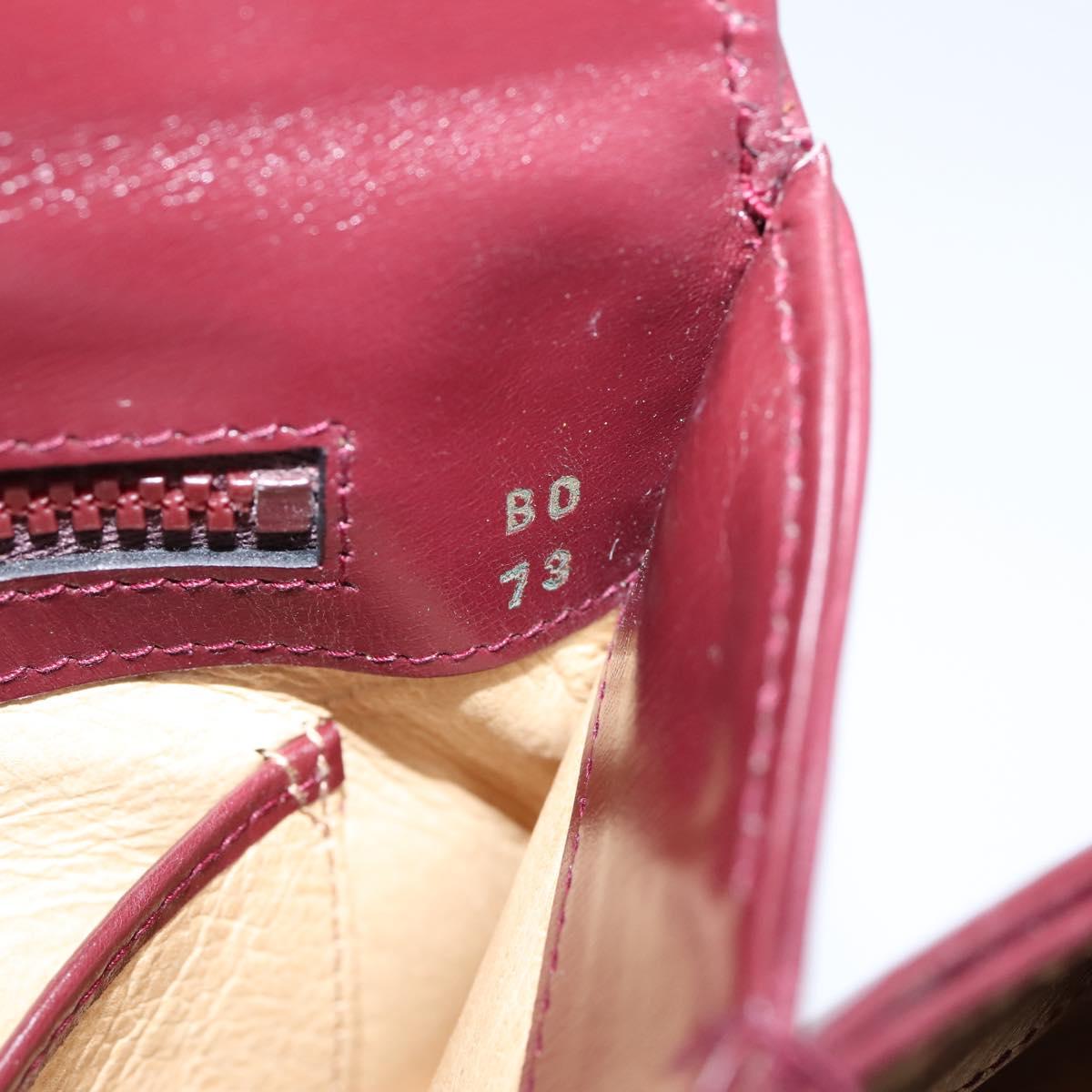 GUCCI Hand Bag Leather Bordeaux Gold Auth 207153V