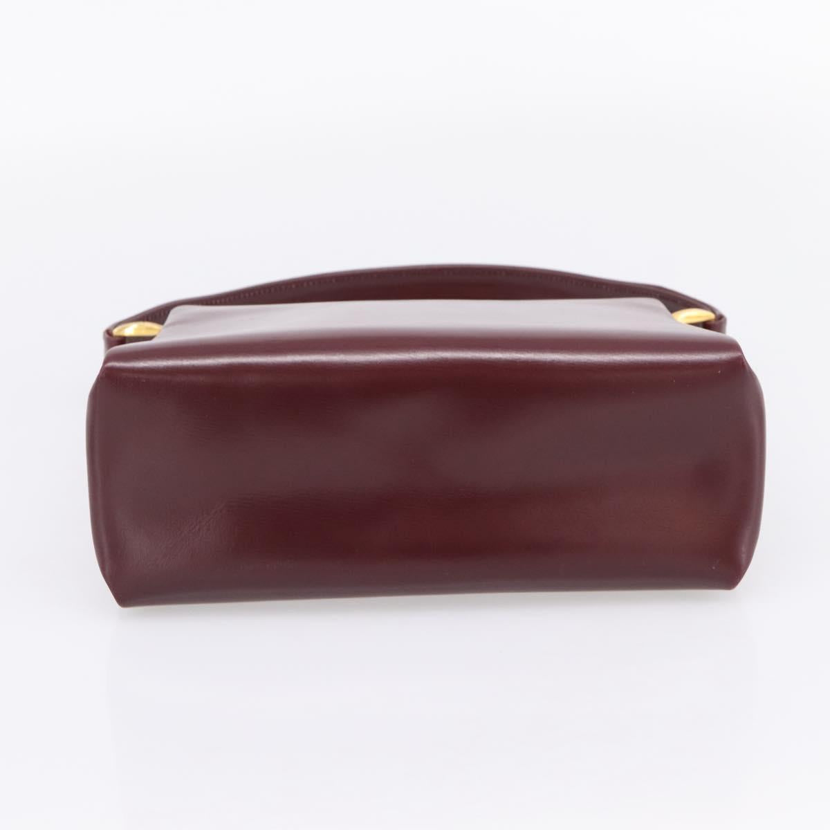 GUCCI Hand Bag Leather Bordeaux Gold Auth 207153V