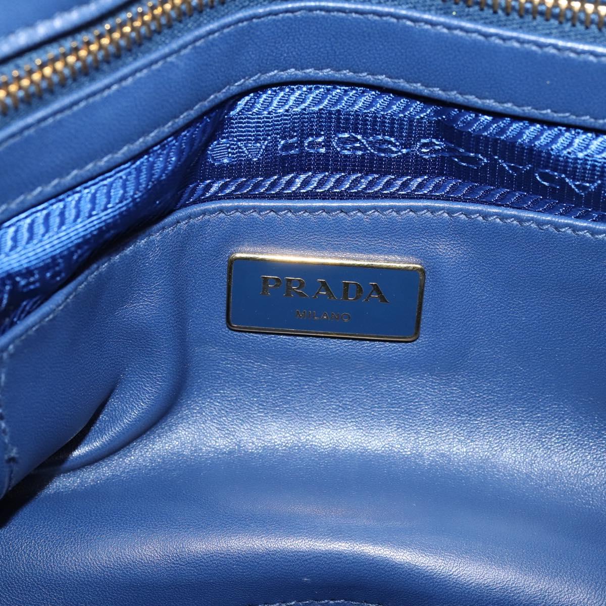 PRADA Gathered Hand Bag Nylon 2way Blue Gold Auth 207154A