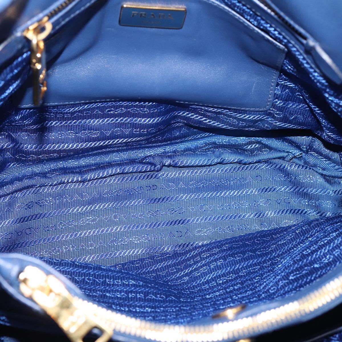 PRADA Gathered Hand Bag Nylon 2way Blue Gold Auth 207154A
