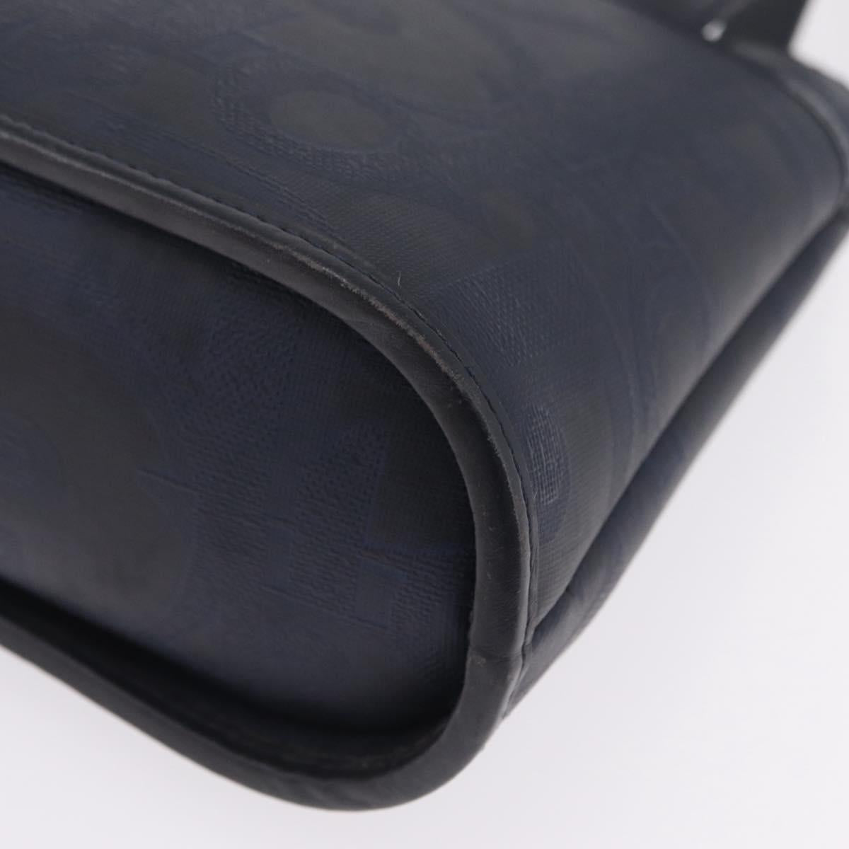 Christian Dior Trotter Canvas Hand Bag PVC Navy Gold Auth 207155A