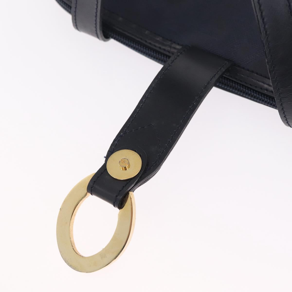 Christian Dior Trotter Canvas Hand Bag PVC Navy Gold Auth 207155A