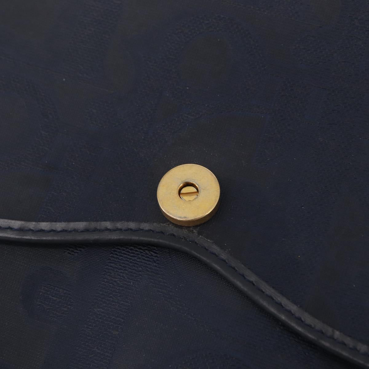 Christian Dior Trotter Canvas Hand Bag PVC Navy Gold Auth 207155A