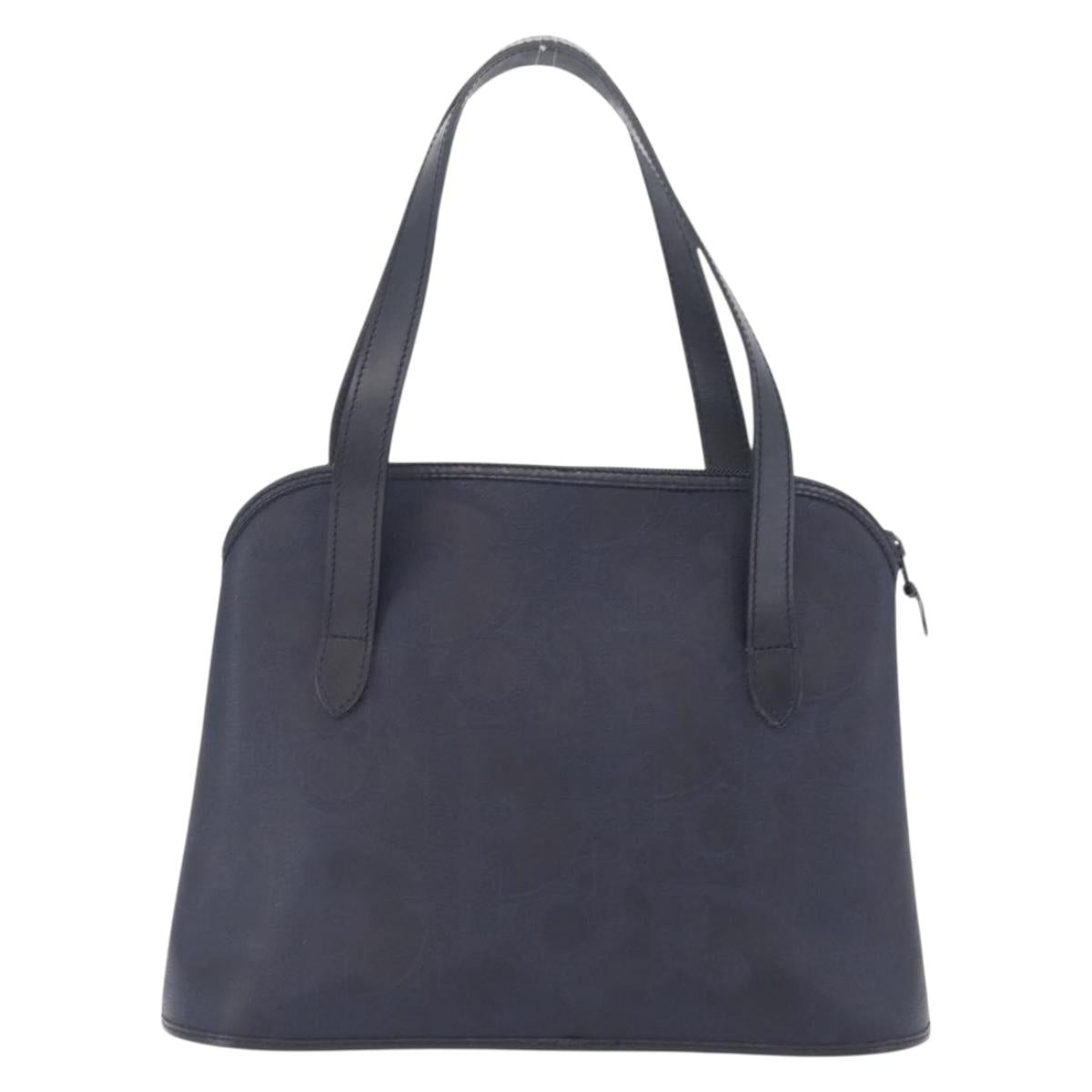 Christian Dior Trotter Canvas Hand Bag PVC Navy Gold Auth 207155A