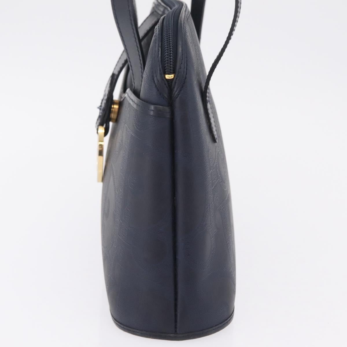 Christian Dior Trotter Canvas Hand Bag PVC Navy Gold Auth 207155A