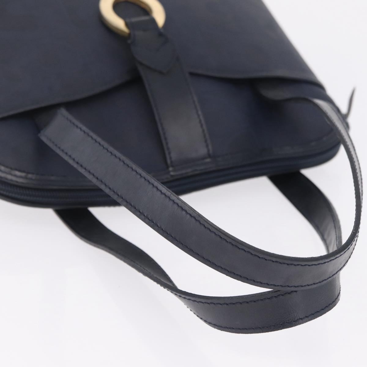 Christian Dior Trotter Canvas Hand Bag PVC Navy Gold Auth 207155A