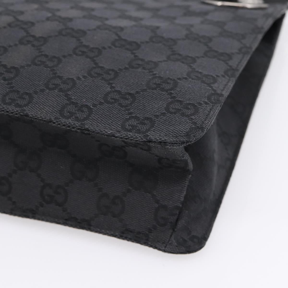 GUCCI GG Canvas Shoulder Bag Black Silver 120841 Auth 207158A