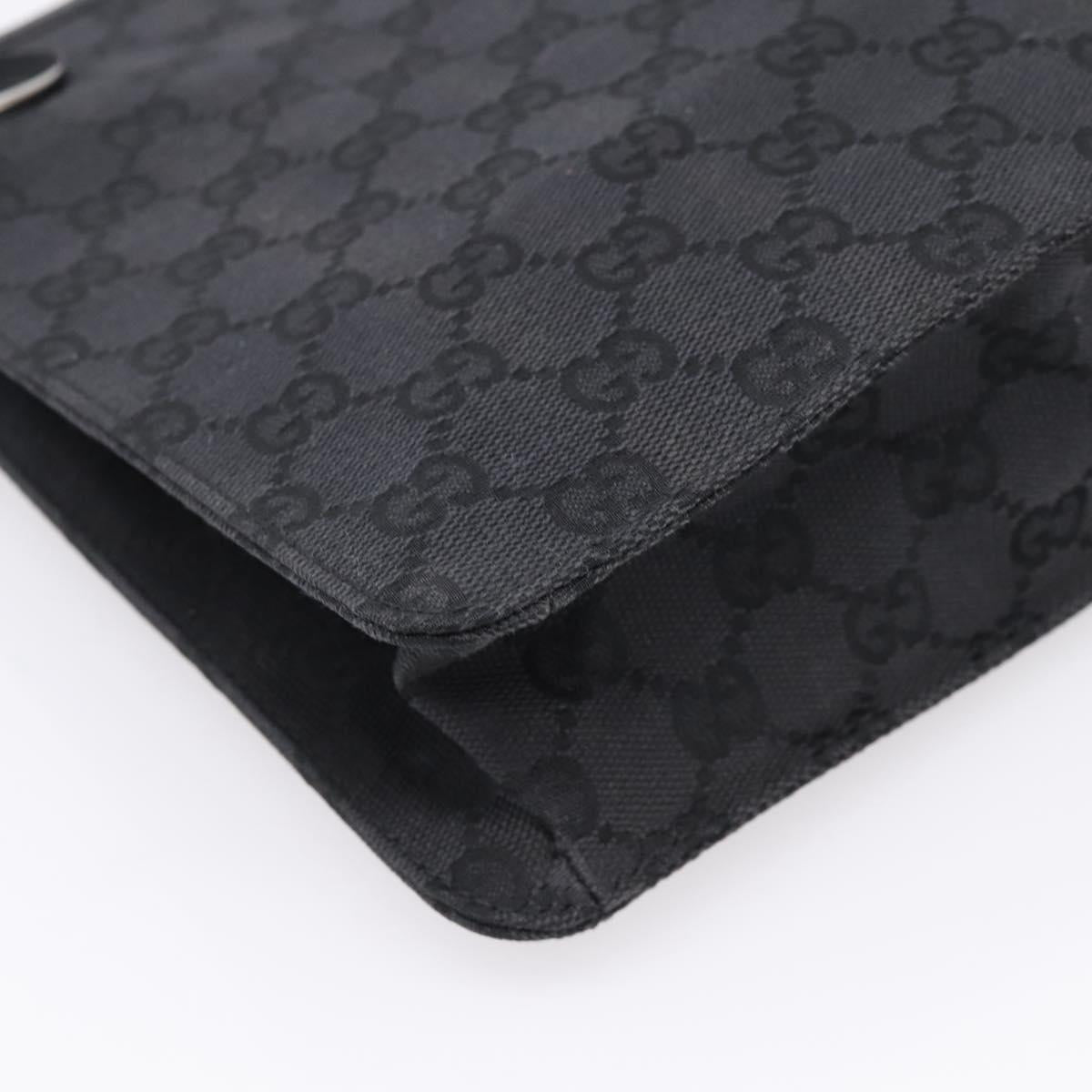 GUCCI GG Canvas Shoulder Bag Black Silver 120841 Auth 207158A