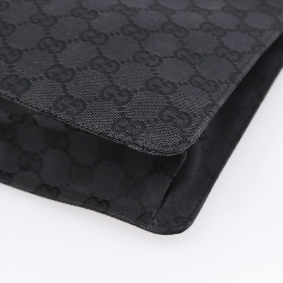 GUCCI GG Canvas Shoulder Bag Black Silver 120841 Auth 207158A