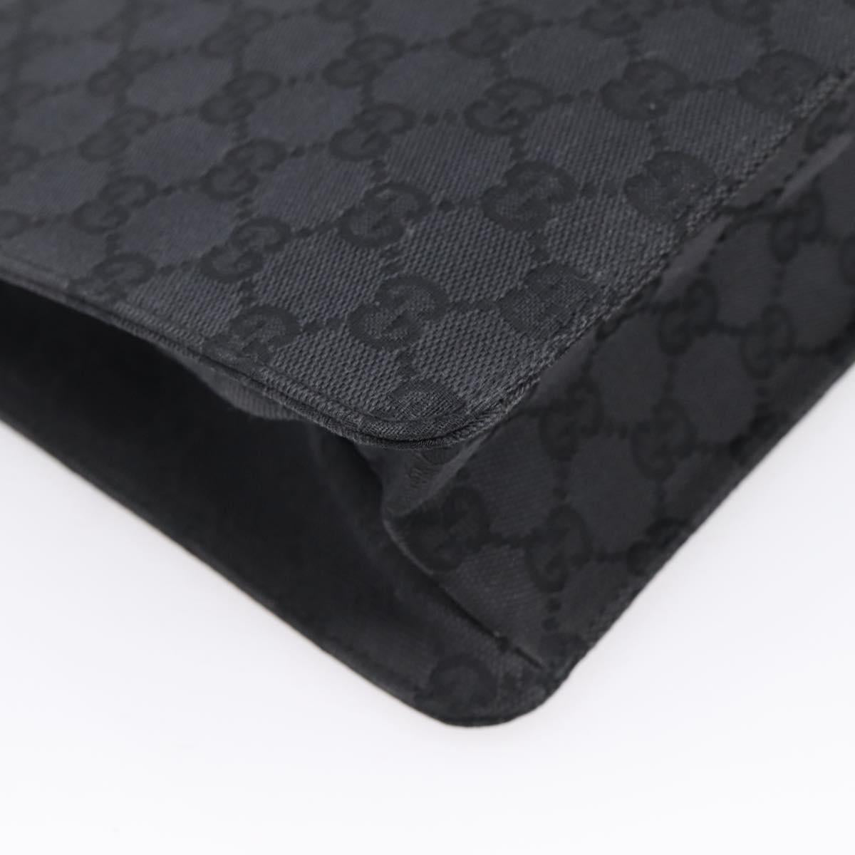 GUCCI GG Canvas Shoulder Bag Black Silver 120841 Auth 207158A