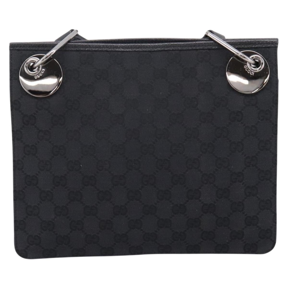 GUCCI GG Canvas Shoulder Bag Black Silver 120841 Auth 207158A