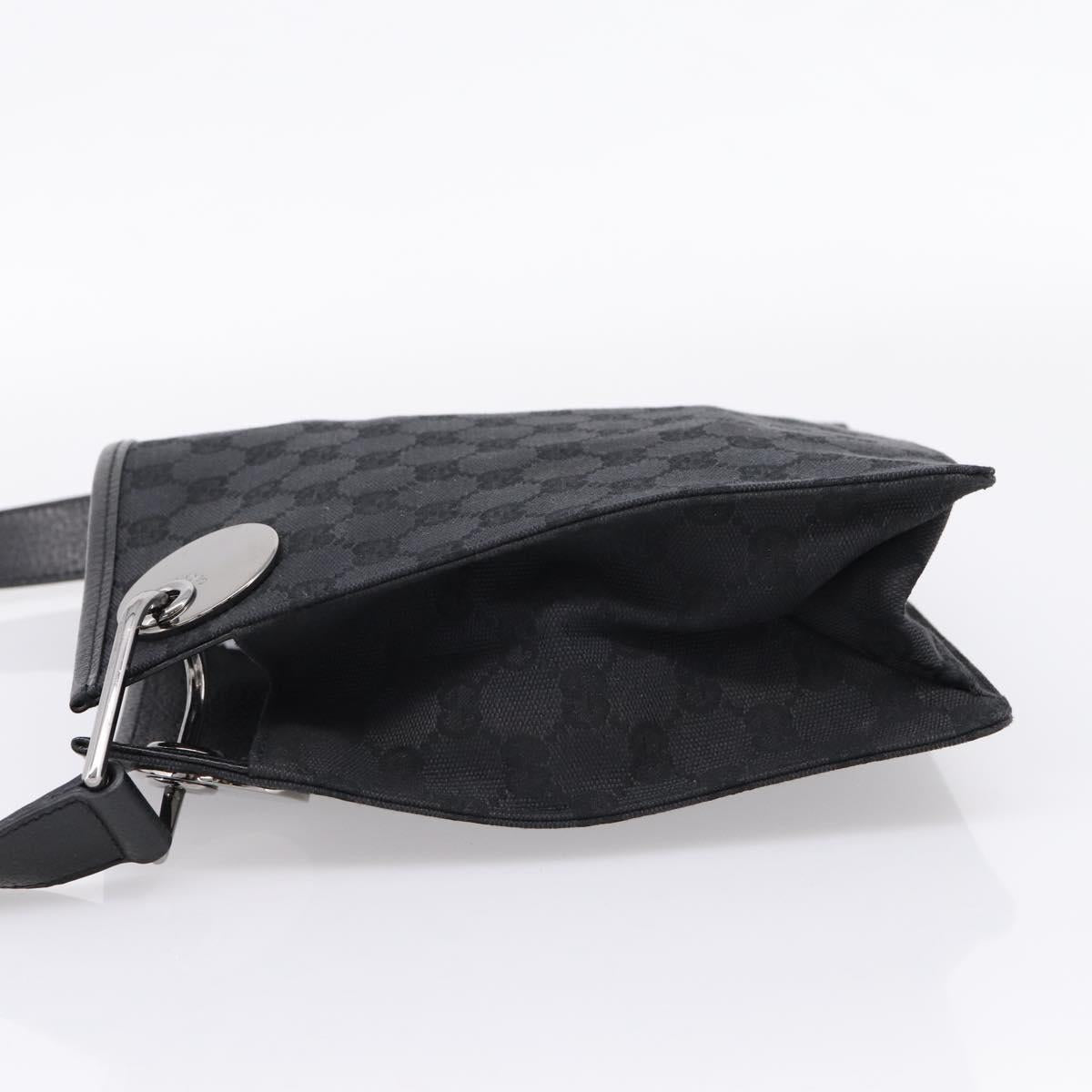 GUCCI GG Canvas Shoulder Bag Black Silver 120841 Auth 207158A