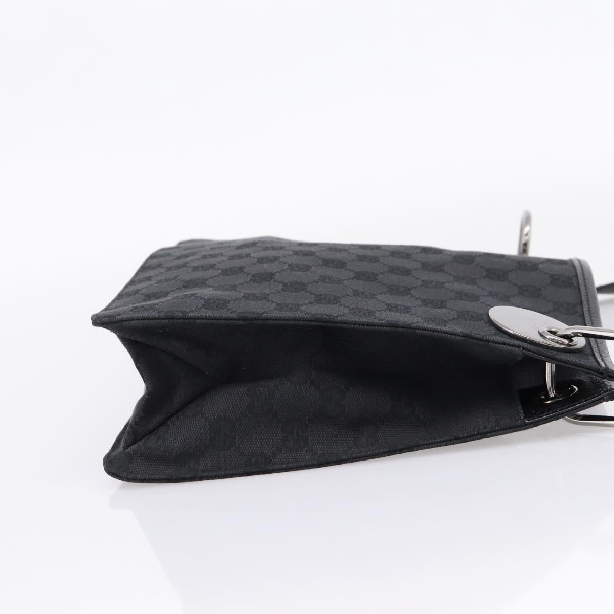 GUCCI GG Canvas Shoulder Bag Black Silver 120841 Auth 207158A