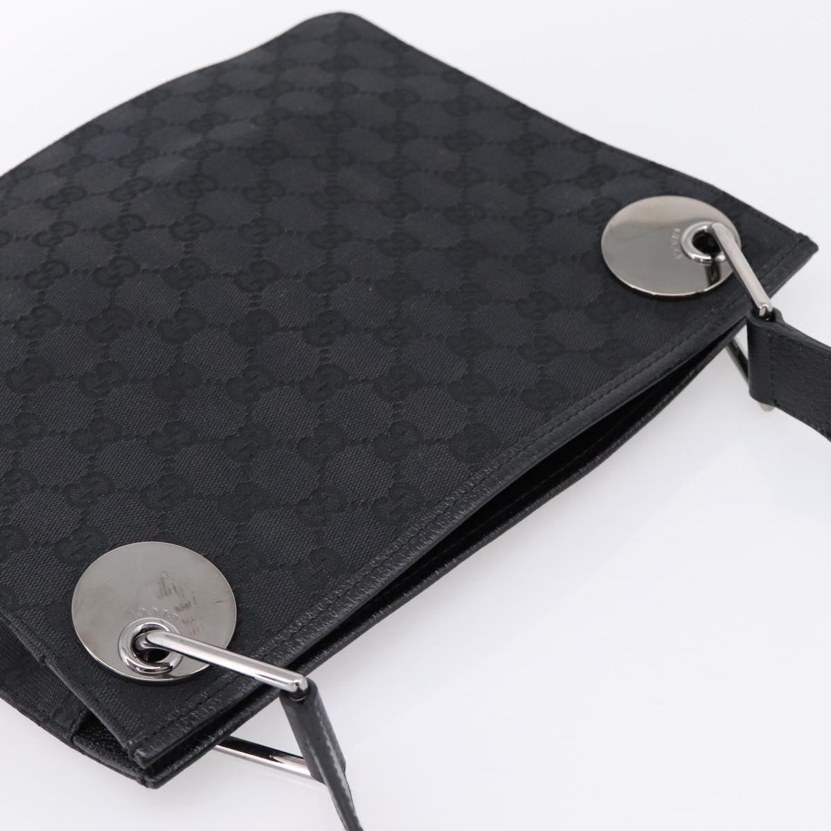 GUCCI GG Canvas Shoulder Bag Black Silver 120841 Auth 207158A