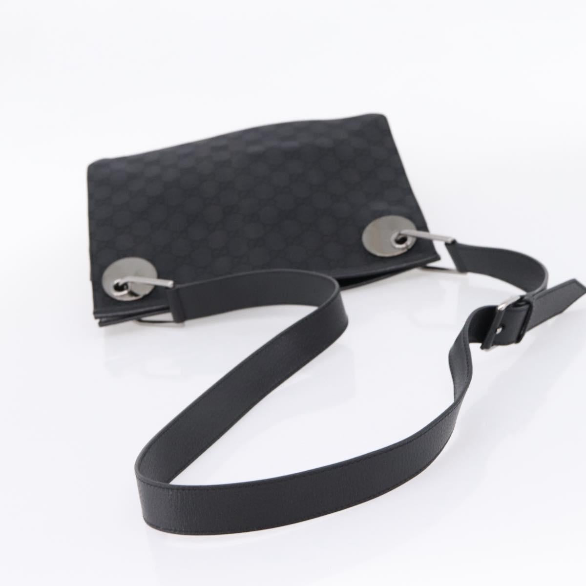GUCCI GG Canvas Shoulder Bag Black Silver 120841 Auth 207158A