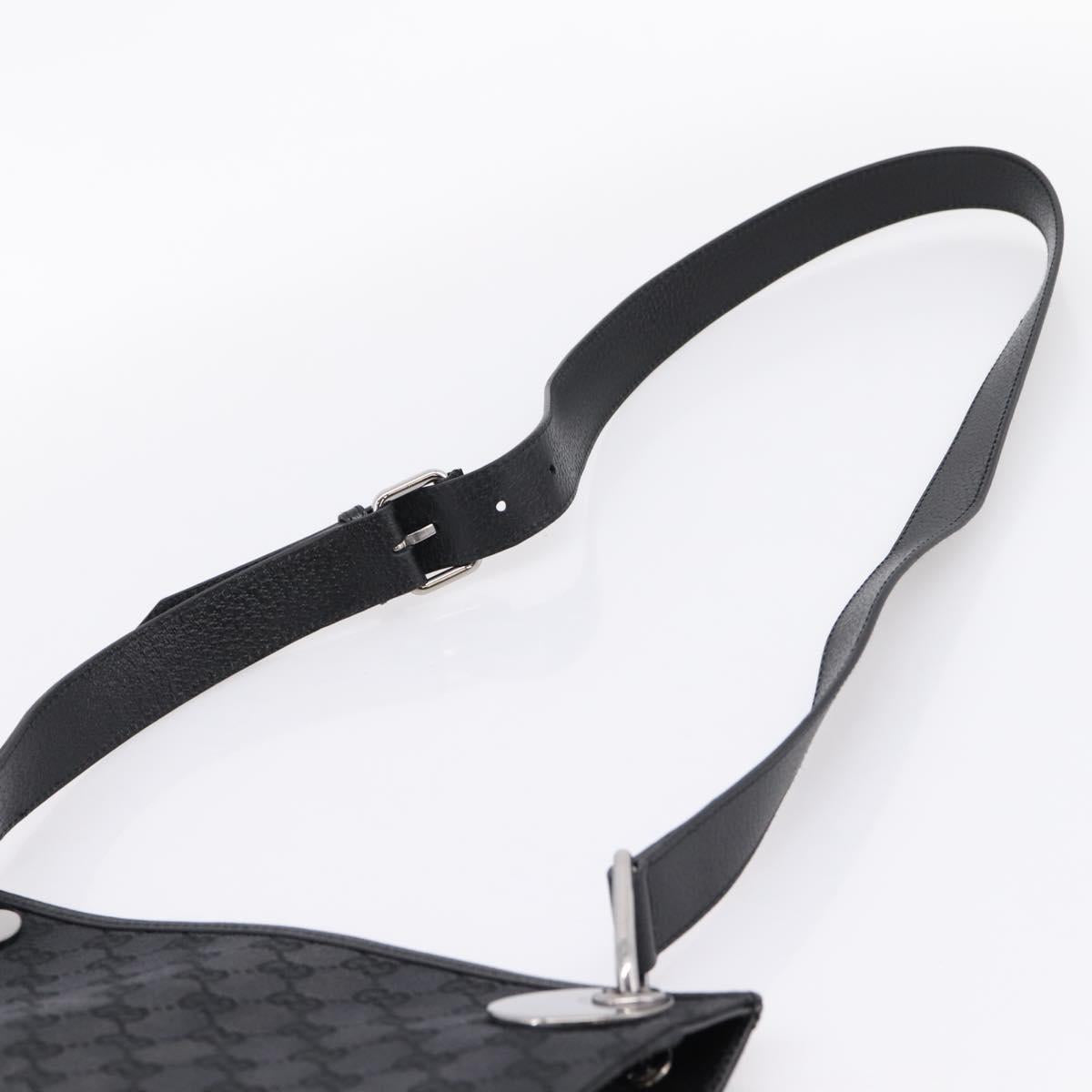 GUCCI GG Canvas Shoulder Bag Black Silver 120841 Auth 207158A