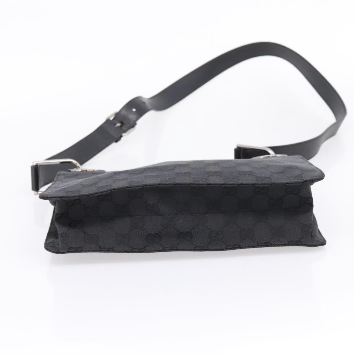 GUCCI GG Canvas Shoulder Bag Black Silver 120841 Auth 207158A