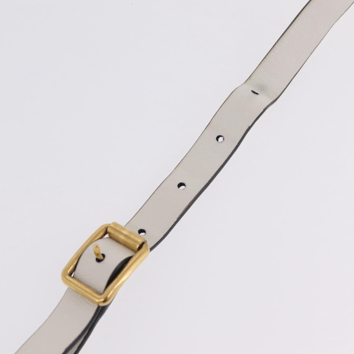 Miu Miu Shoulder Bag Leather White Gold Auth 207160V