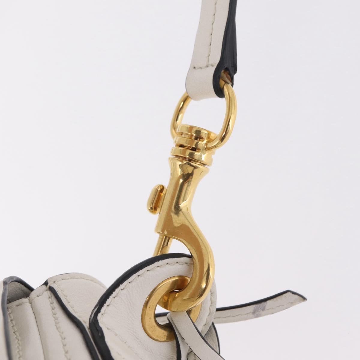 Miu Miu Shoulder Bag Leather White Gold Auth 207160V