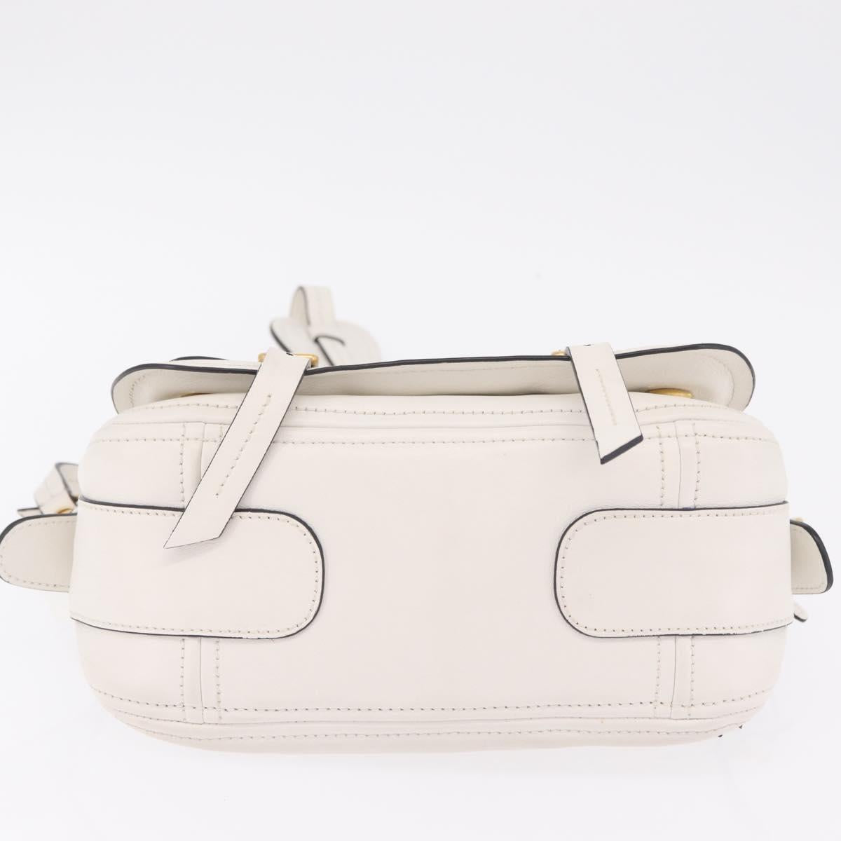 Miu Miu Shoulder Bag Leather White Gold Auth 207160V