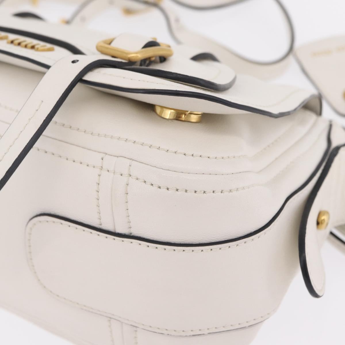 Miu Miu Shoulder Bag Leather White Gold Auth 207160V