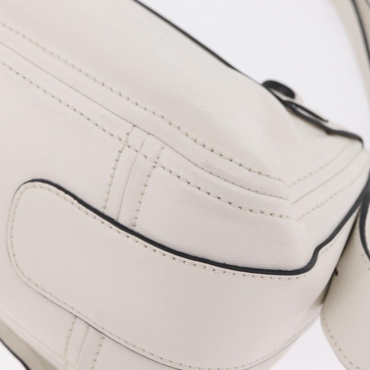 Miu Miu Shoulder Bag Leather White Gold Auth 207160V